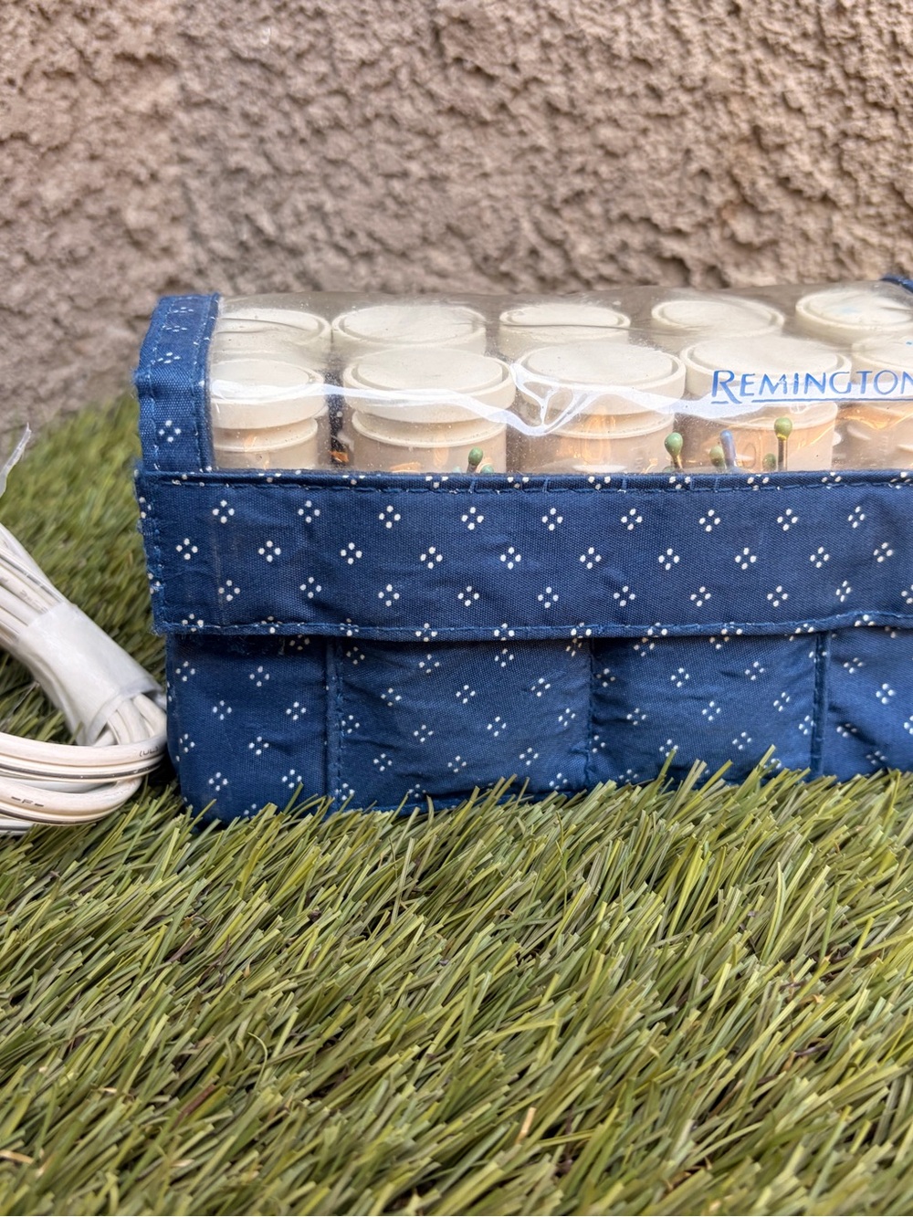 Remington Blue Quilted Roller and Pin Organizer Case with 10 rollers